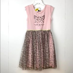 ZUNIE cat face & leopard print Girl’s summer Dress